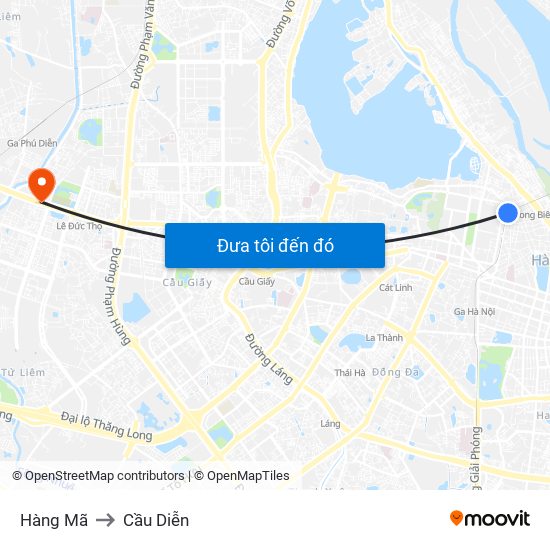 Hàng Mã to Cầu Diễn map