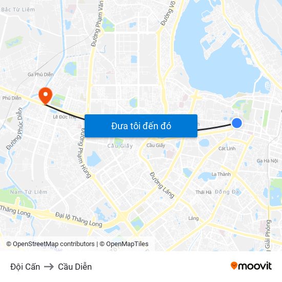 Đội Cấn to Cầu Diễn map