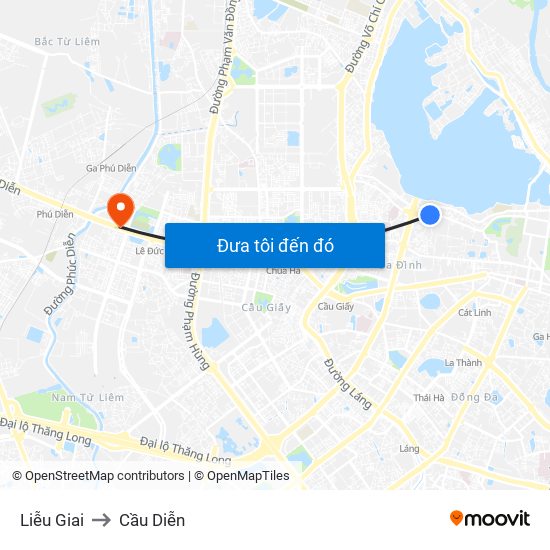Liễu Giai to Cầu Diễn map