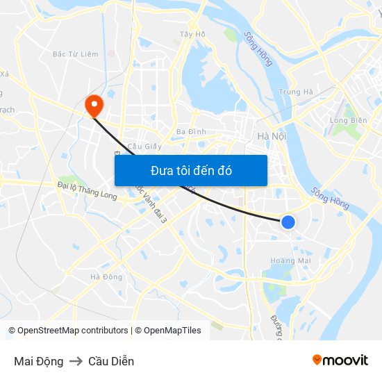 Mai Động to Cầu Diễn map