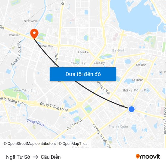 Ngã Tư Sở to Cầu Diễn map