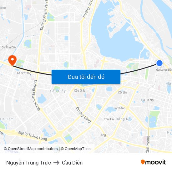 Nguyễn Trung Trực to Cầu Diễn map