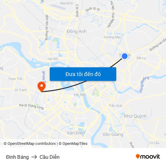 Đình Bảng to Cầu Diễn map