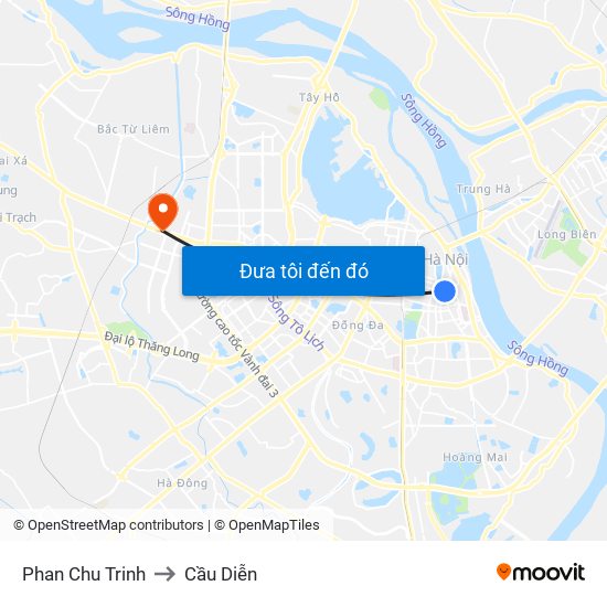 Phan Chu Trinh to Cầu Diễn map