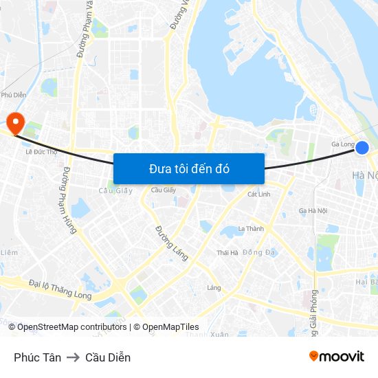 Phúc Tân to Cầu Diễn map