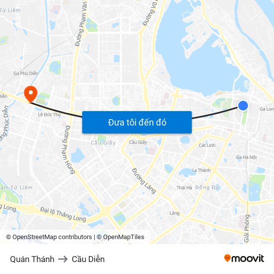 Quán Thánh to Cầu Diễn map