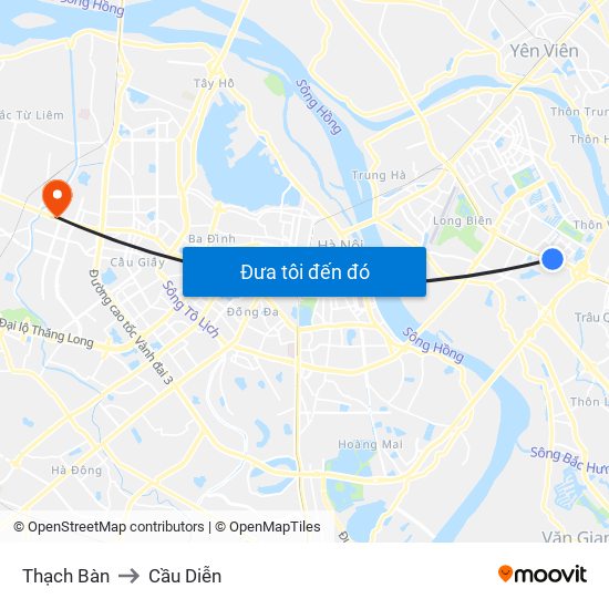 Thạch Bàn to Cầu Diễn map