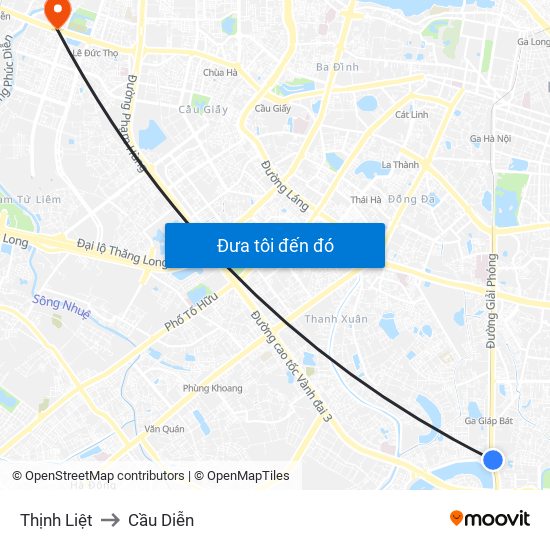 Thịnh Liệt to Cầu Diễn map