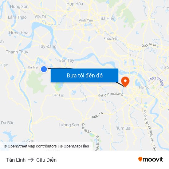 Tản Lĩnh to Cầu Diễn map