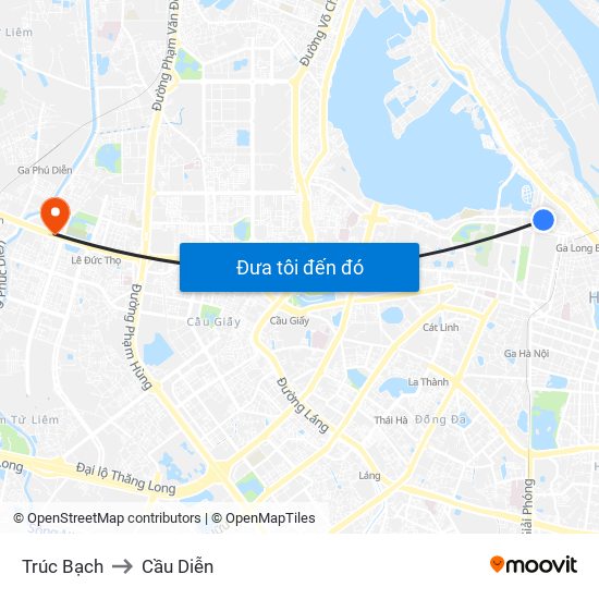 Trúc Bạch to Cầu Diễn map