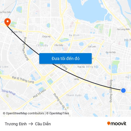 Trương Định to Cầu Diễn map