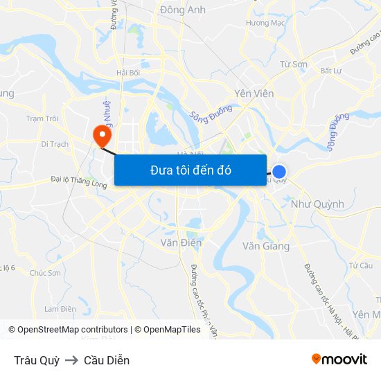 Trâu Quỳ to Cầu Diễn map