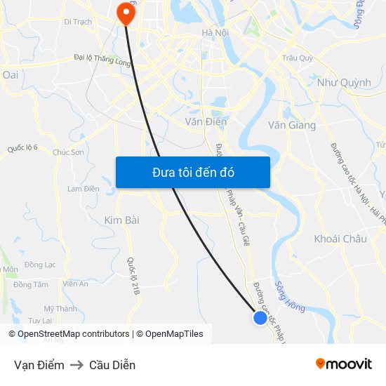 Vạn Điểm to Cầu Diễn map