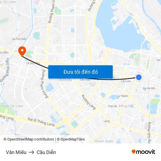 Văn Miếu to Cầu Diễn map