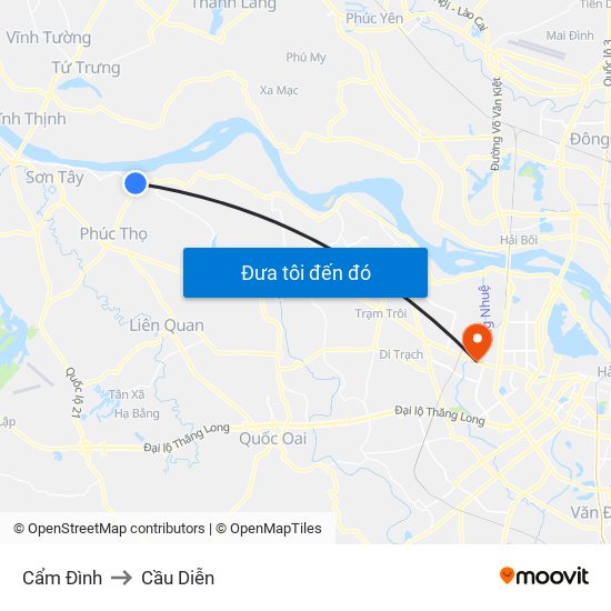 Cẩm Đình to Cầu Diễn map