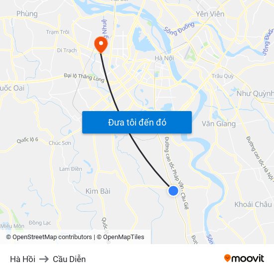 Hà Hồi to Cầu Diễn map