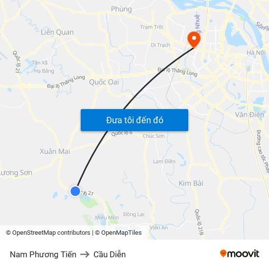 Nam Phương Tiến to Cầu Diễn map