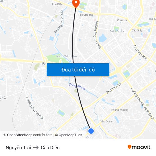 Nguyễn Trãi to Cầu Diễn map