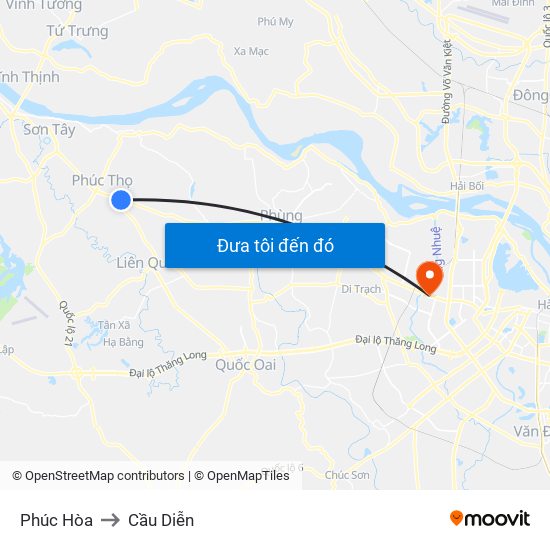 Phúc Hòa to Cầu Diễn map