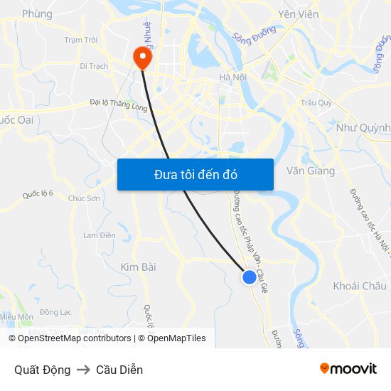 Quất Động to Cầu Diễn map