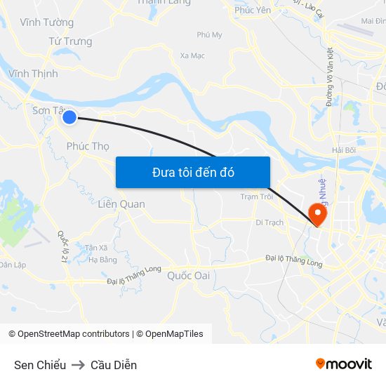 Sen Chiểu to Cầu Diễn map