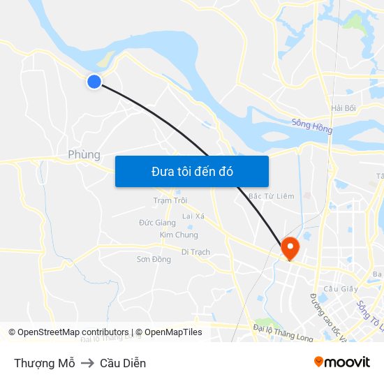 Thượng Mỗ to Cầu Diễn map