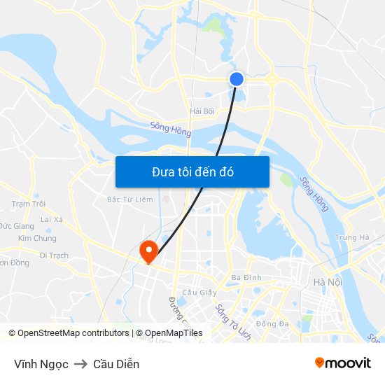 Vĩnh Ngọc to Cầu Diễn map