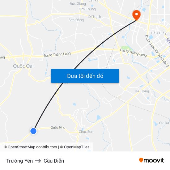 Trường Yên to Cầu Diễn map