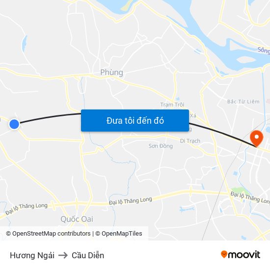 Hương Ngải to Cầu Diễn map