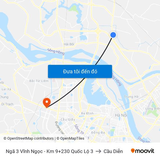 Ngã 3 Vĩnh Ngọc - Km 9+230 Quốc Lộ 3 to Cầu Diễn map