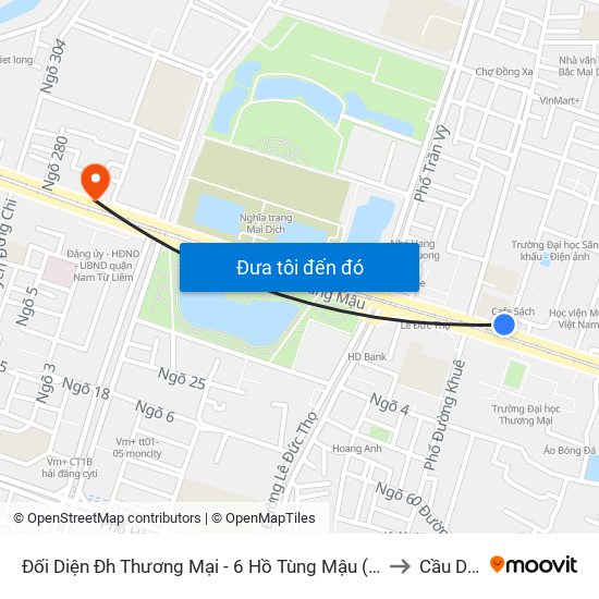 Đối Diện Đh Thương Mại - 6 Hồ Tùng Mậu (Cột Sau) to Cầu Diễn map