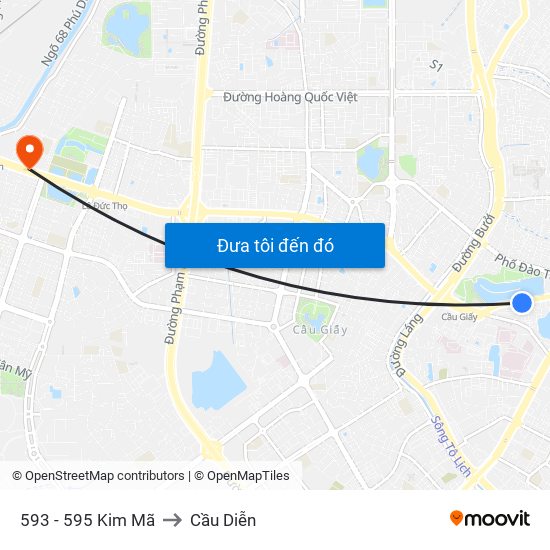 593 - 595 Kim Mã to Cầu Diễn map