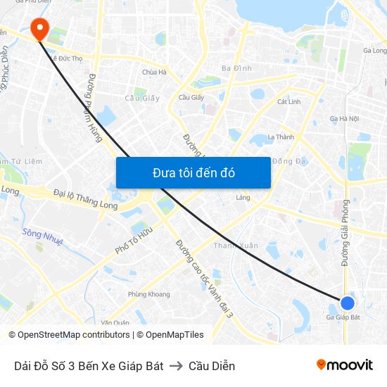 Dải Đỗ Số 3 Bến Xe Giáp Bát to Cầu Diễn map