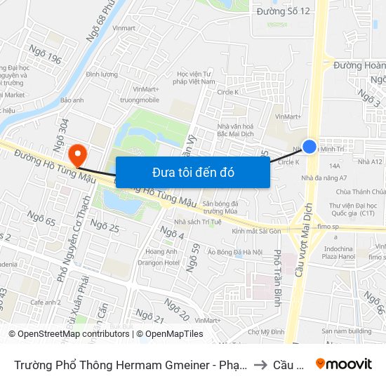 Trường Phổ Thông Hermam Gmeiner - Phạm Văn Đồng to Cầu Diễn map