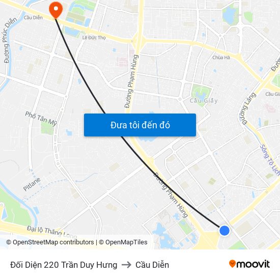 Đối Diện 220 Trần Duy Hưng to Cầu Diễn map