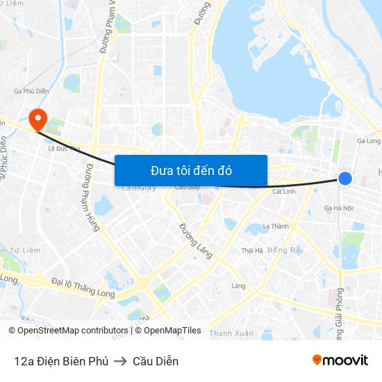 12a Điện Biên Phủ to Cầu Diễn map