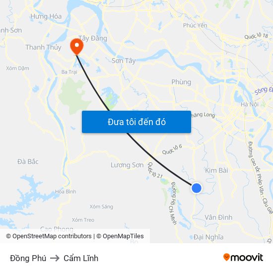 Đồng Phú to Cẩm Lĩnh map
