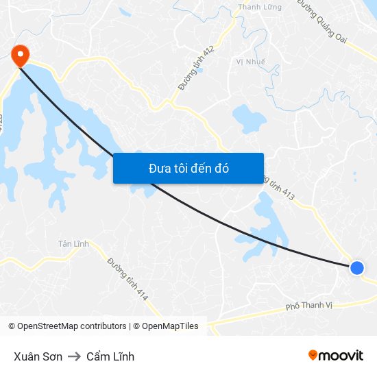 Xuân Sơn to Cẩm Lĩnh map