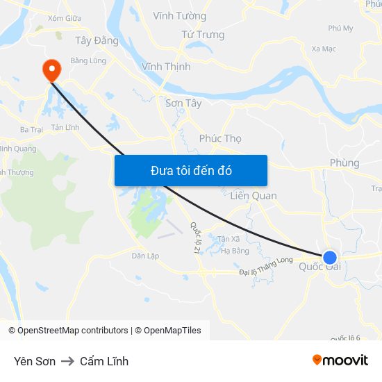 Yên Sơn to Cẩm Lĩnh map