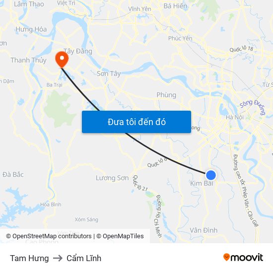 Tam Hưng to Cẩm Lĩnh map