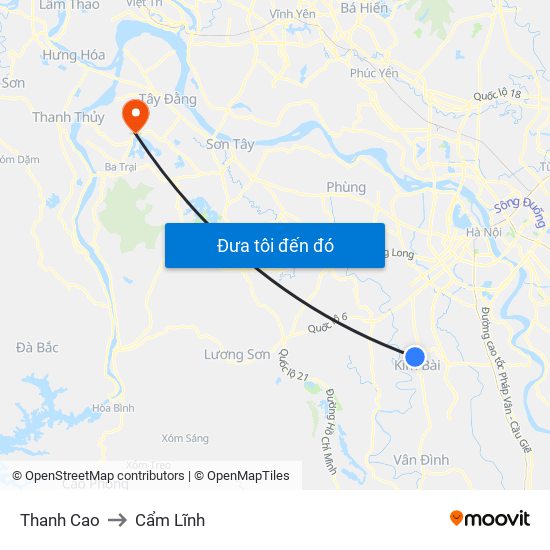 Thanh Cao to Cẩm Lĩnh map