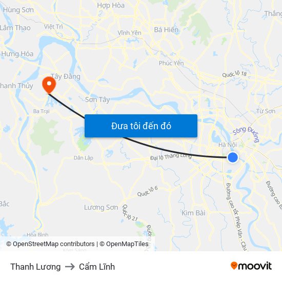 Thanh Lương to Cẩm Lĩnh map