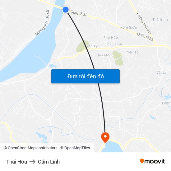 Thái Hòa to Cẩm Lĩnh map