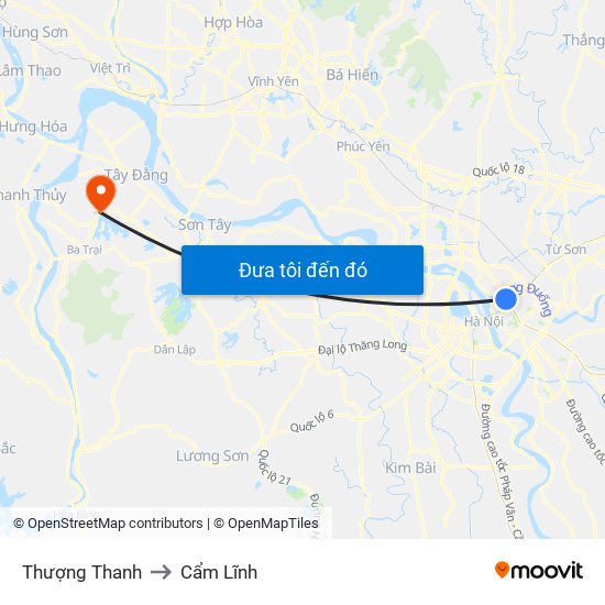 Thượng Thanh to Cẩm Lĩnh map