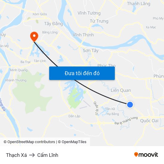 Thạch Xá to Cẩm Lĩnh map