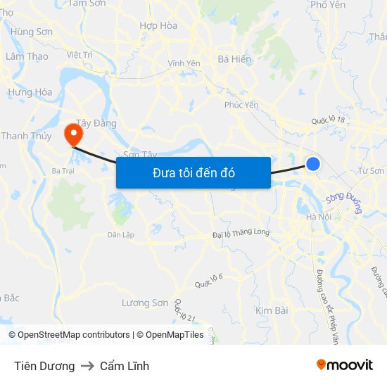 Tiên Dương to Cẩm Lĩnh map