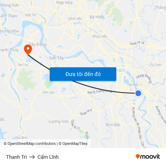 Thanh Trì to Cẩm Lĩnh map