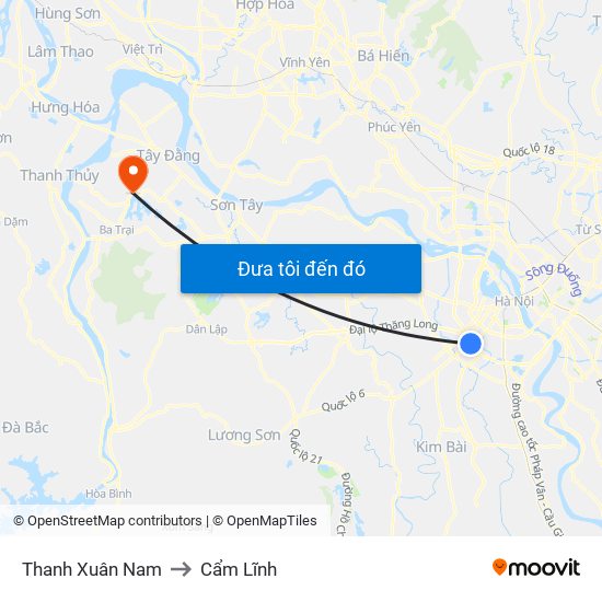 Thanh Xuân Nam to Cẩm Lĩnh map