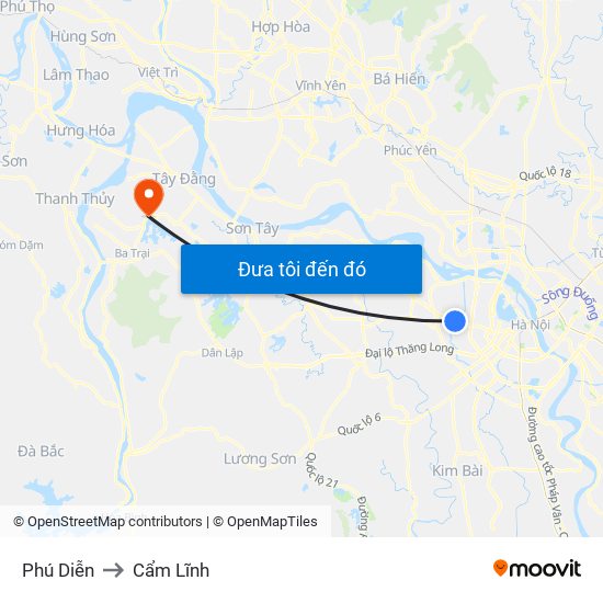 Phú Diễn to Cẩm Lĩnh map