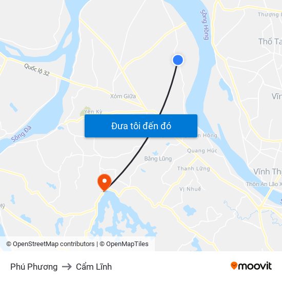 Phú Phương to Cẩm Lĩnh map
